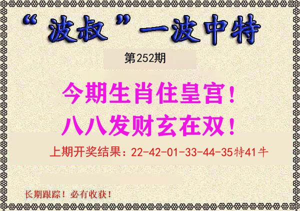 波叔中特 第252期