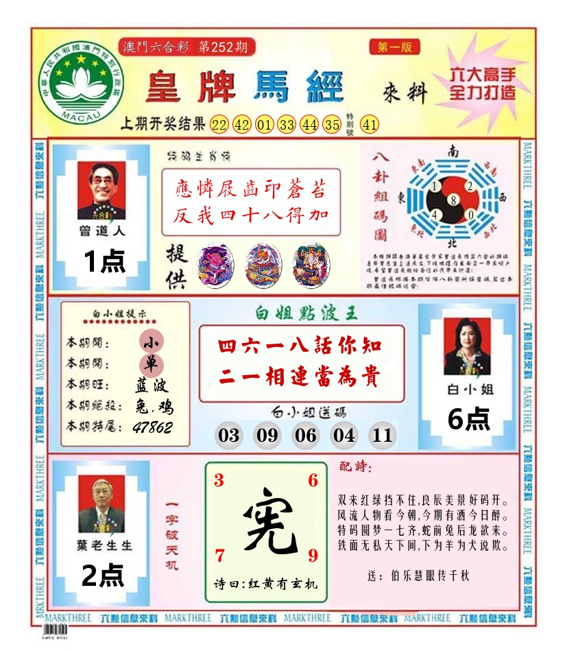澳门皇牌马经 第252期
