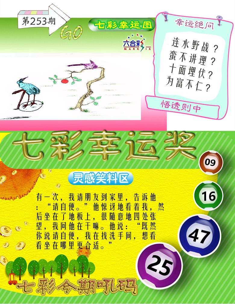 七彩幸运奖 第253期