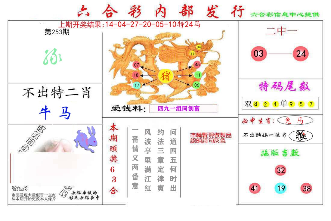 六合彩内部发行 第253期