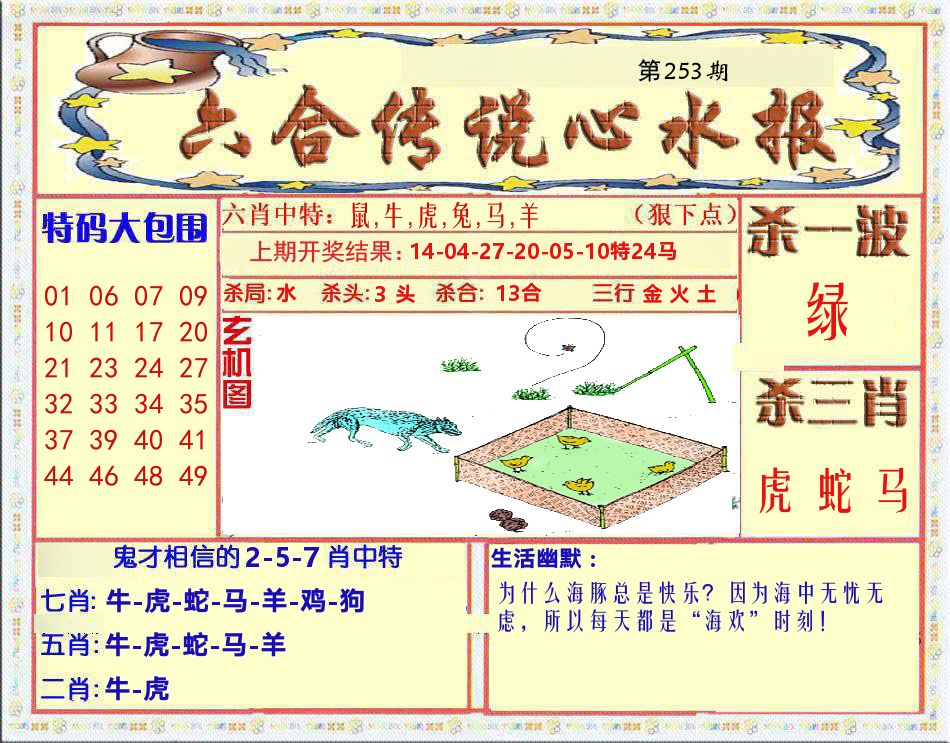 六合传说心水报 第253期