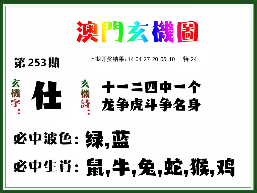澳门玄机图 第253期