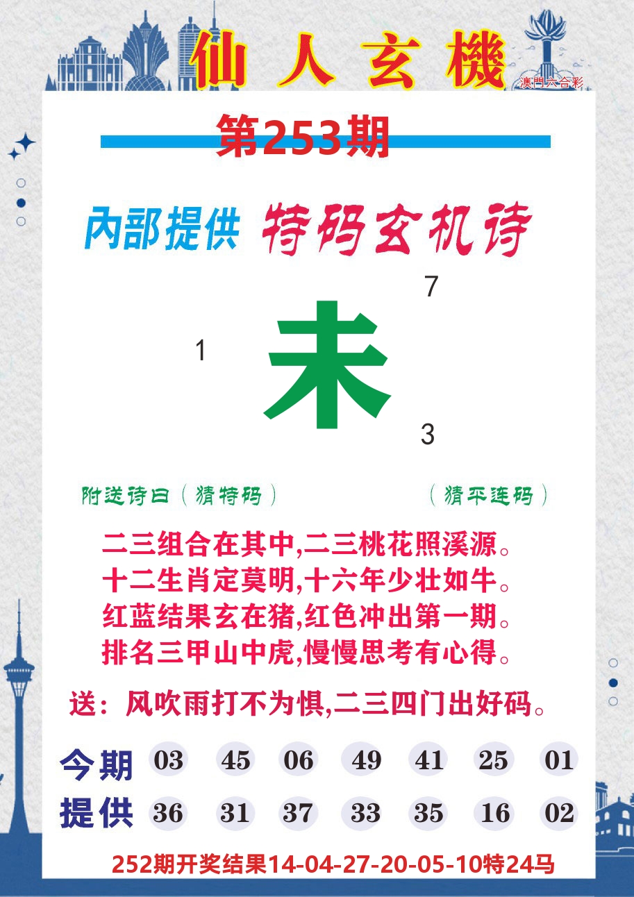 澳门钱多多D 第253期