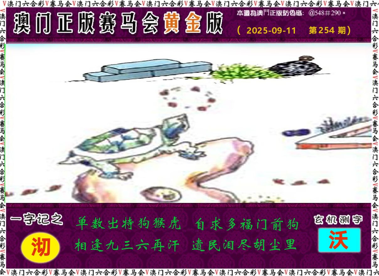 赛马会黄金版 第254期