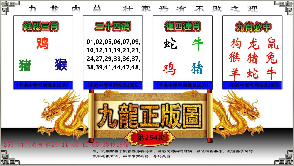 九龙正版图 第254期