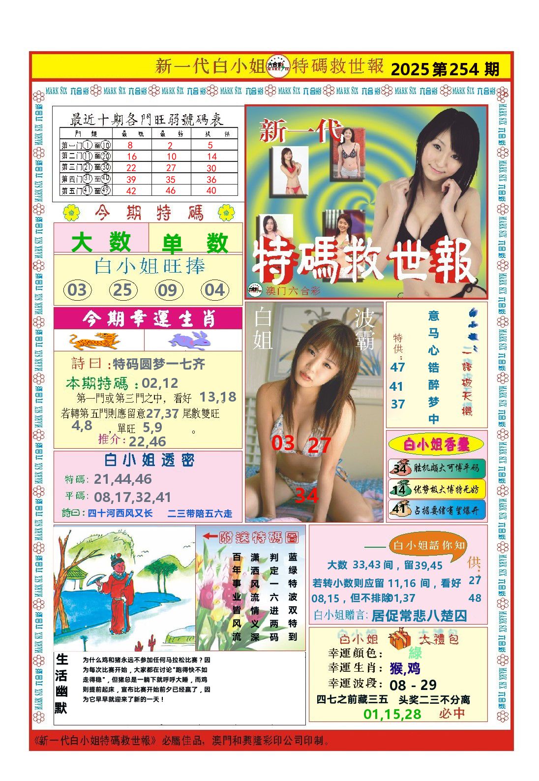 澳门特码救世报 第254期