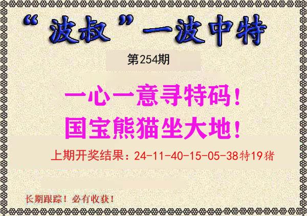 波叔中特 第254期