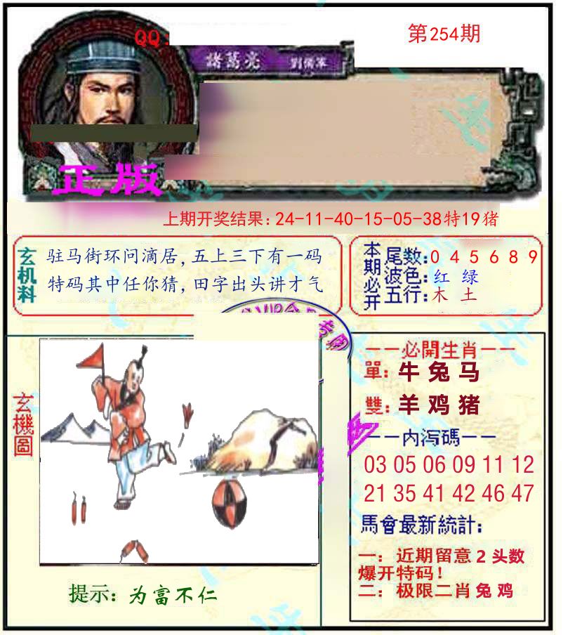 诸葛亮玄机 第254期