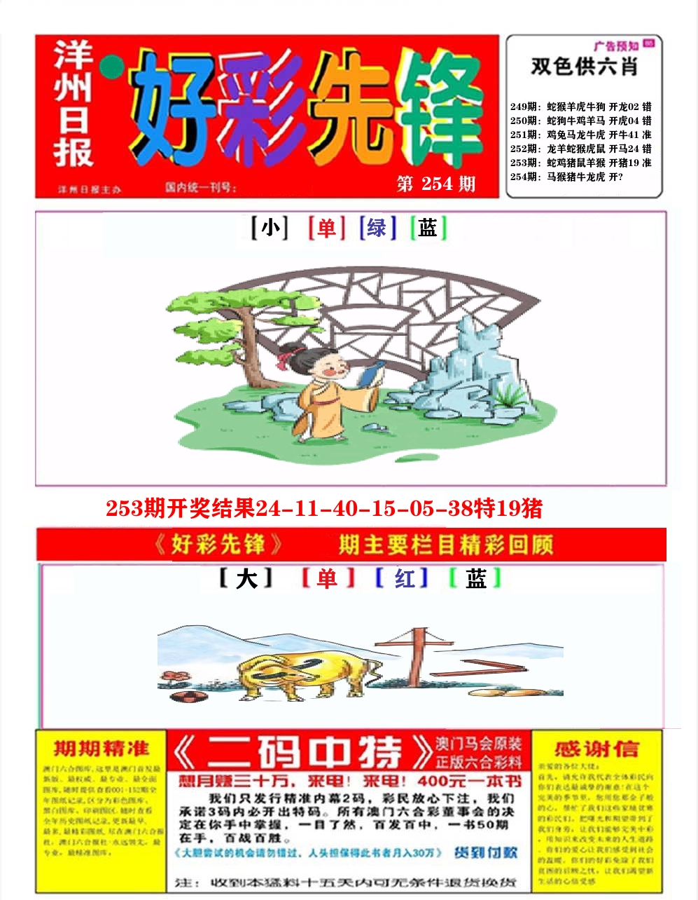 好彩先锋A 第254期