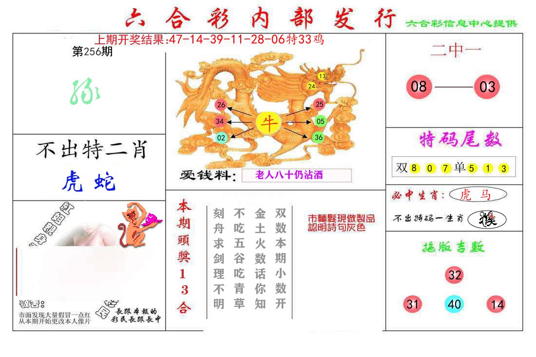六合彩内部发行 第256期