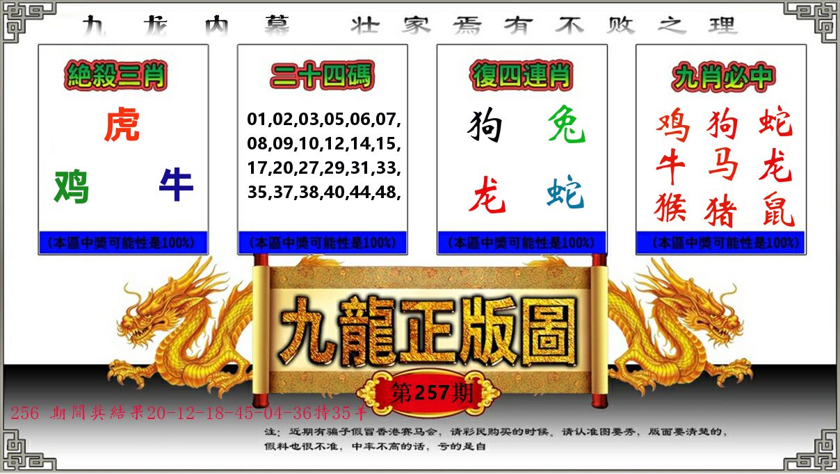 九龙正版图 第257期