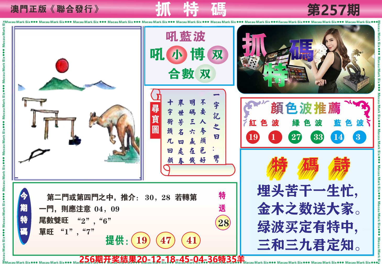 澳门抓特码A 第257期