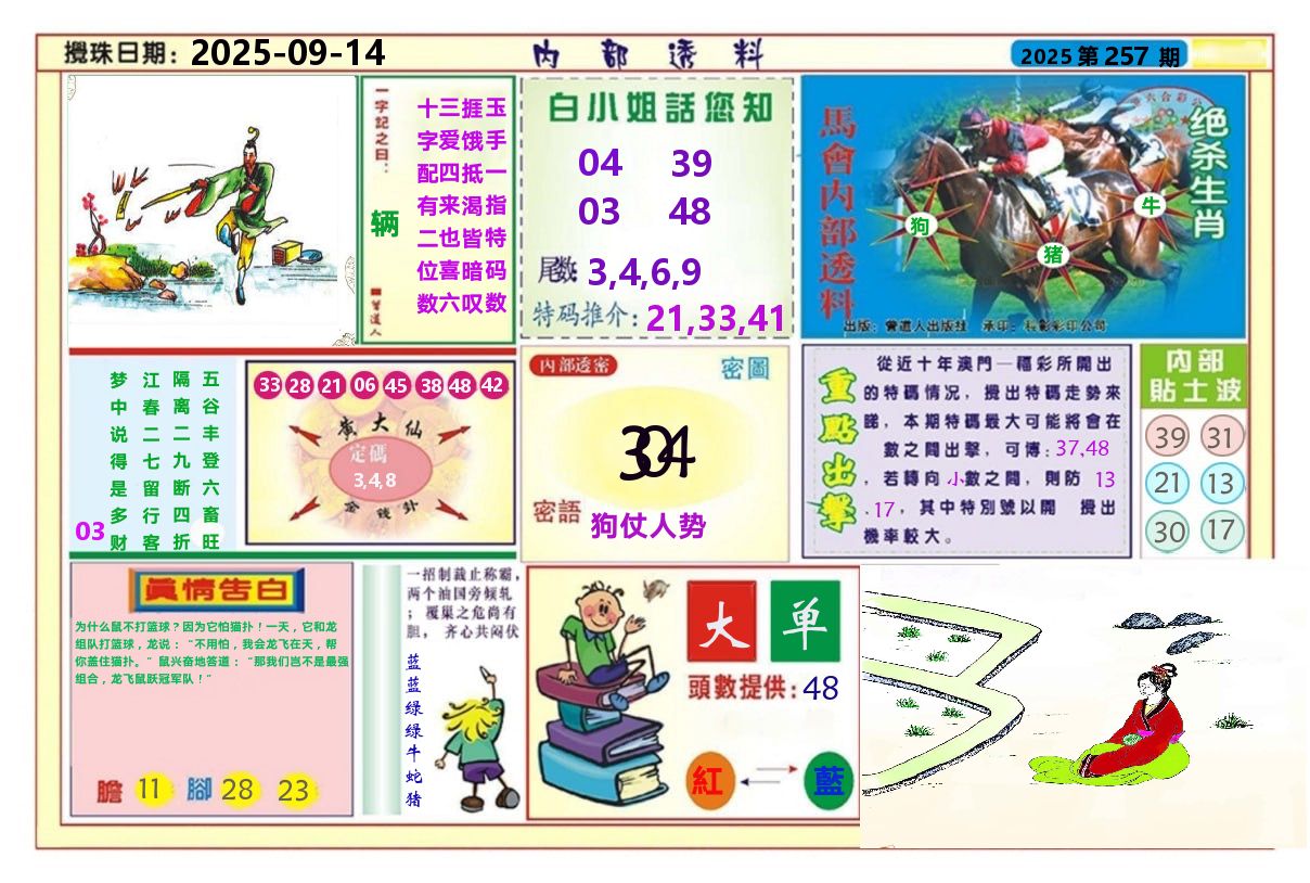 澳门内部透料A 第257期