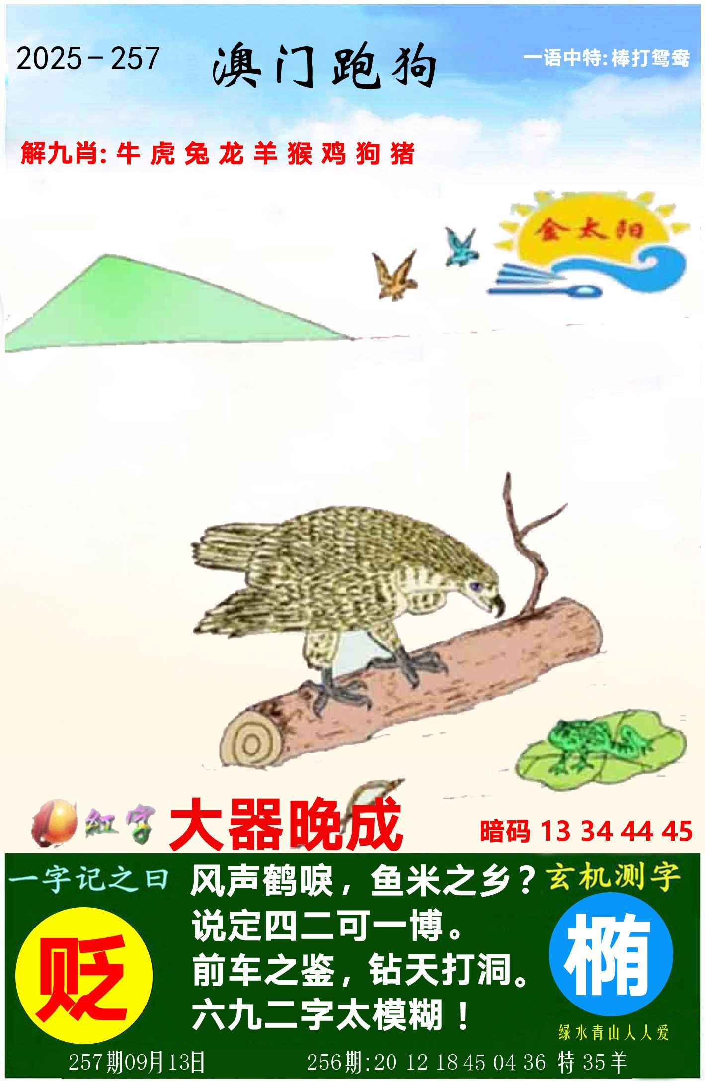 澳门跑狗图 第257期