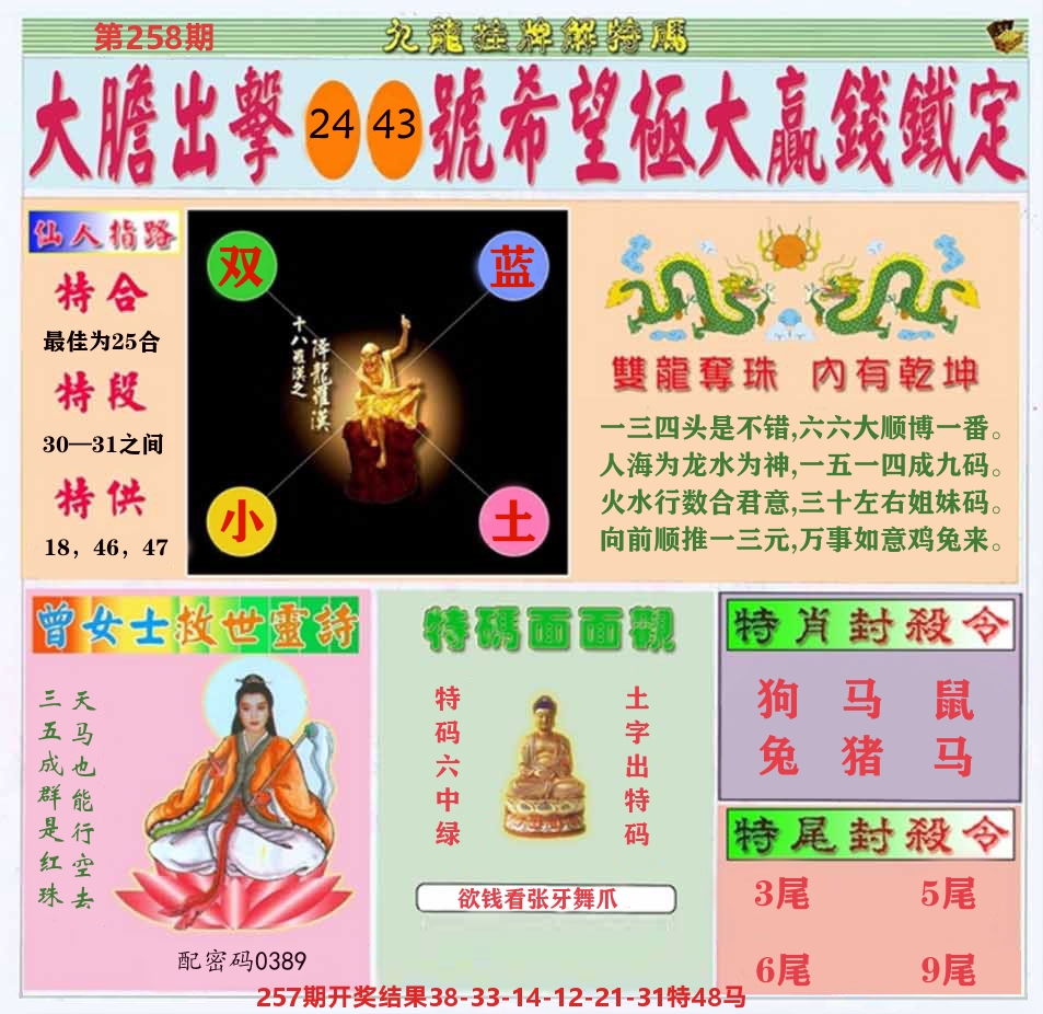挂牌解特码B 第258期