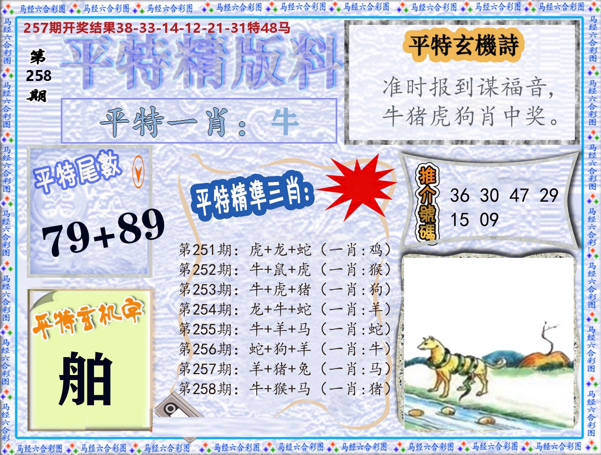 平特精版料 第258期
