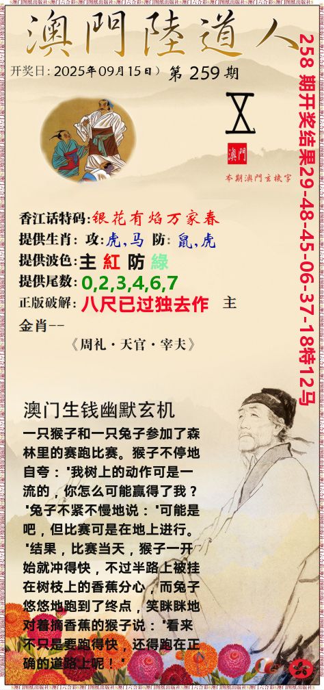 澳门陆道人 第259期