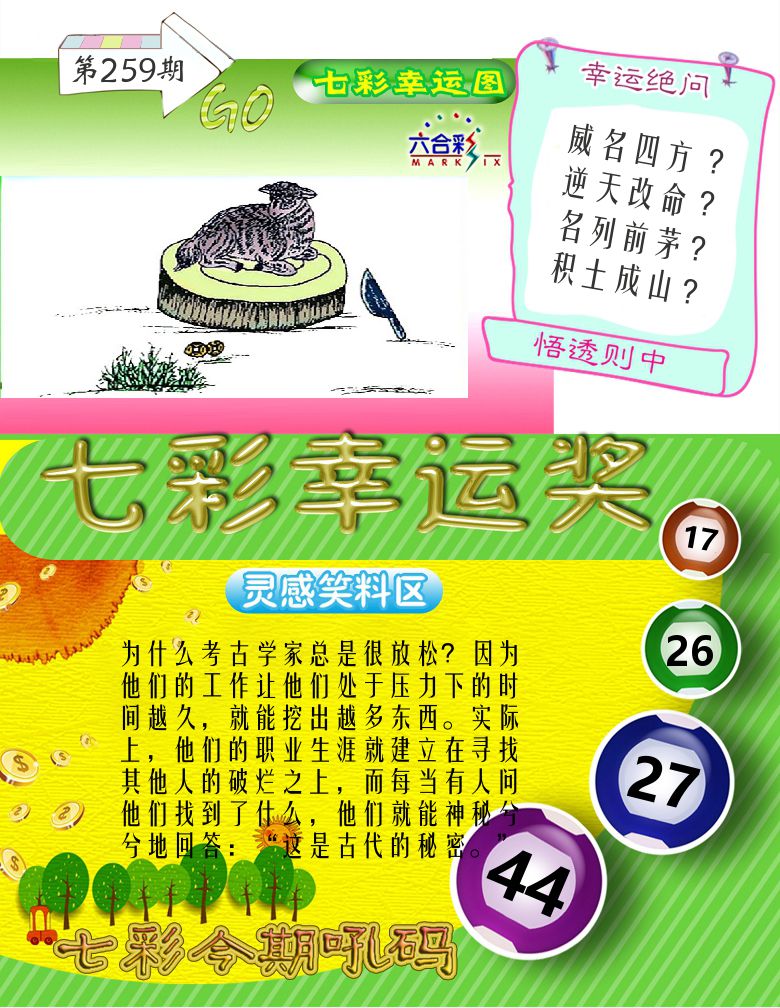 七彩幸运奖 第259期