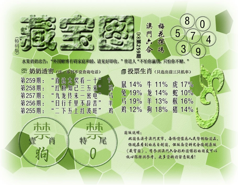 藏宝图特码版 第259期