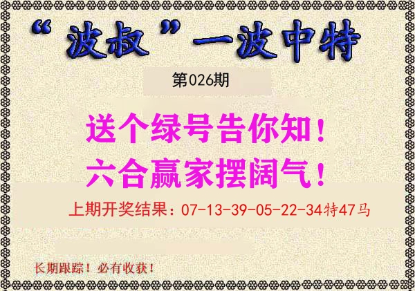 波叔中特 第26期