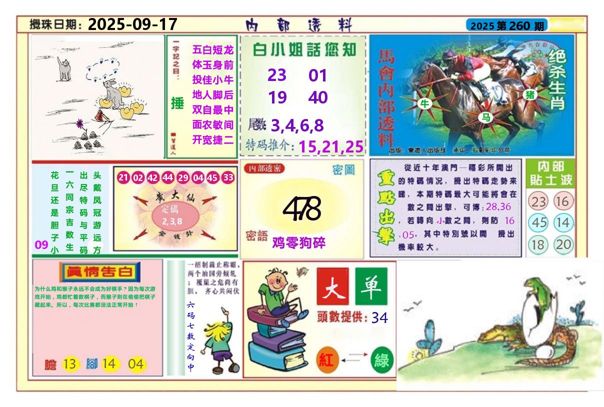 澳门内部透料A 第260期
