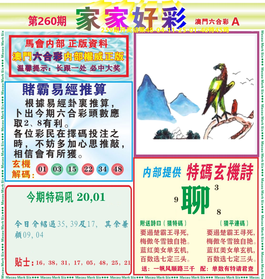 家家好彩A 第260期