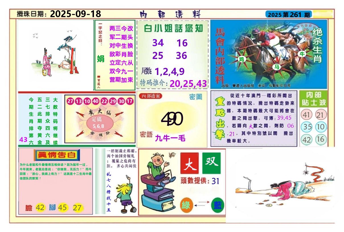 澳门内部透料A 第261期