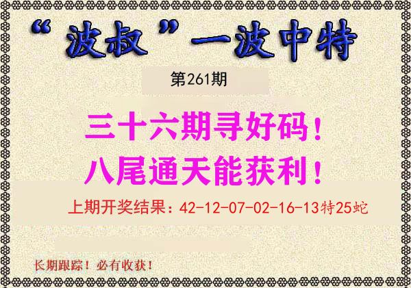 波叔中特 第261期