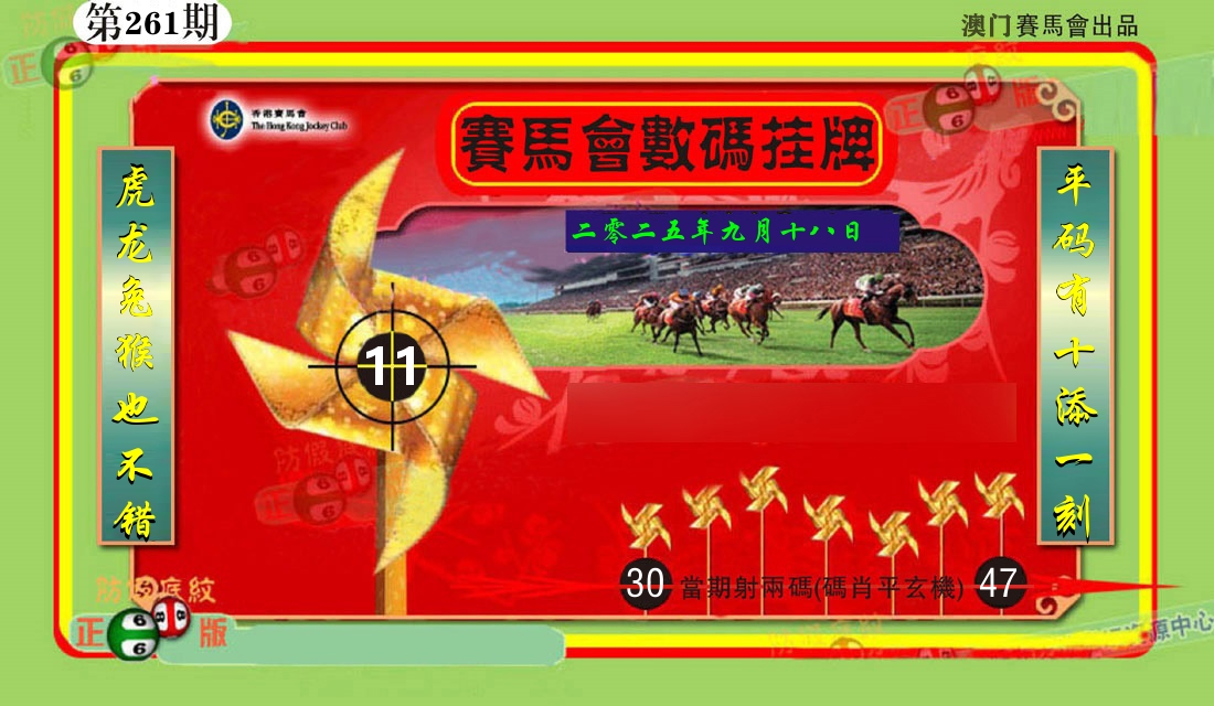 赛马会数码挂牌 第261期
