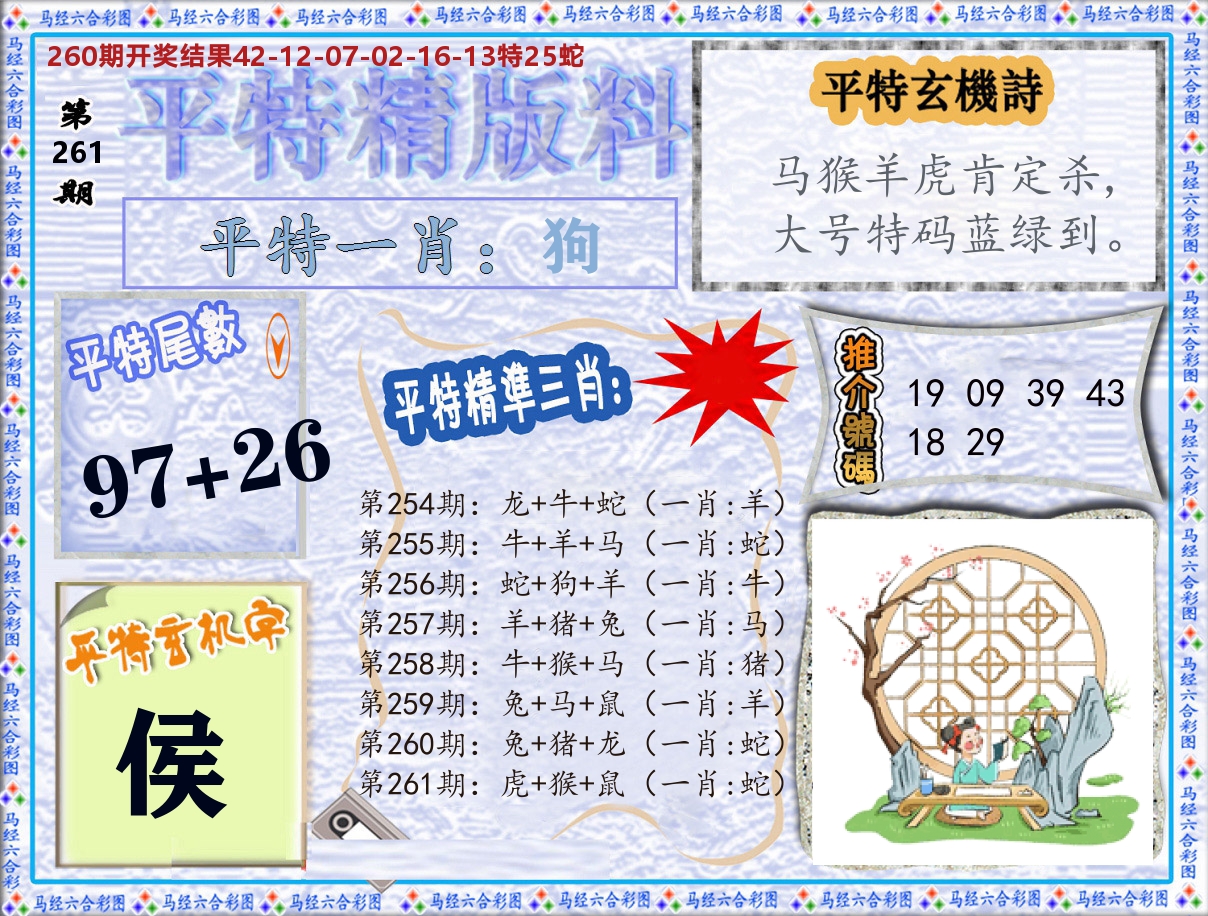 平特精版料 第261期