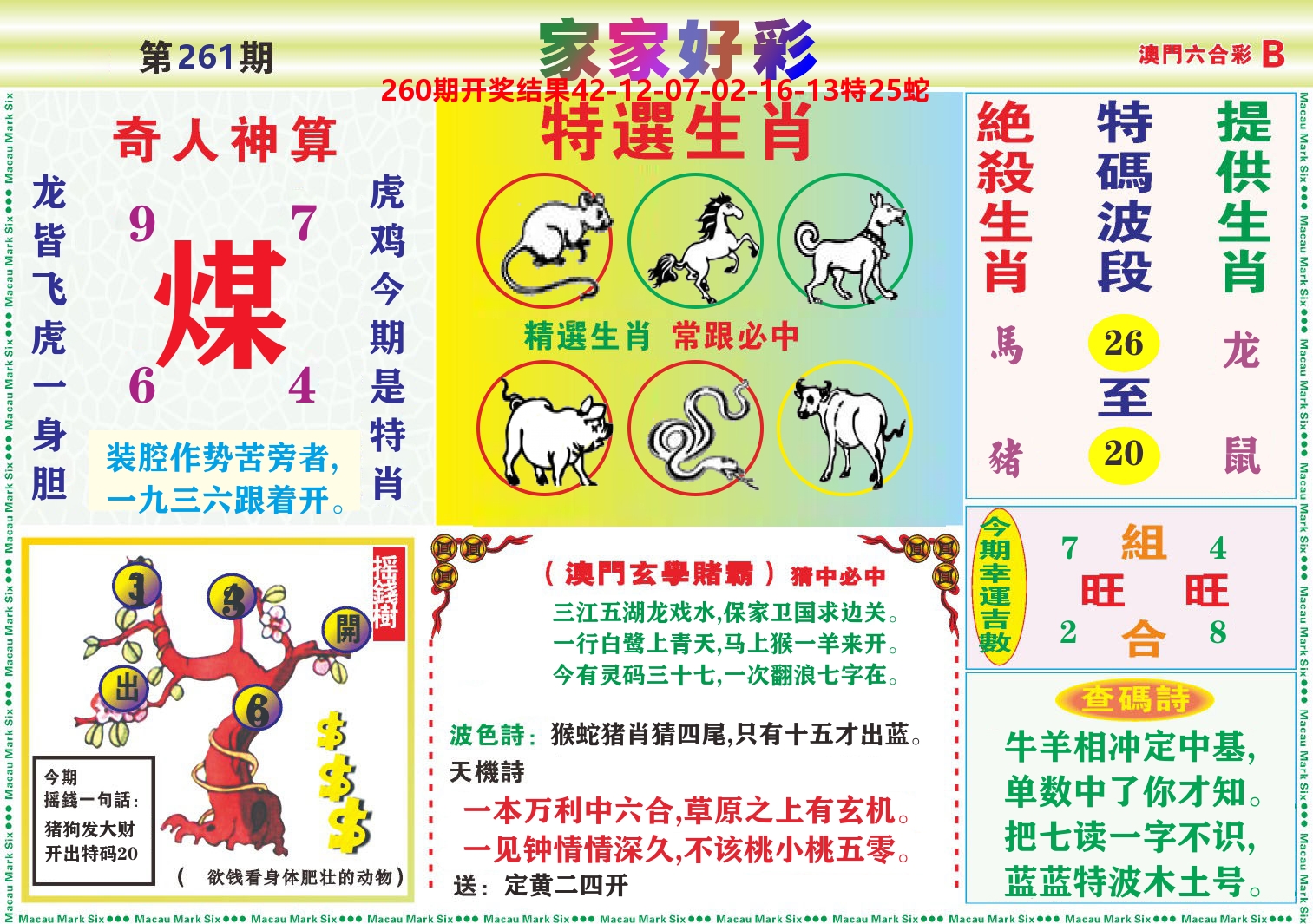 家家好彩B 第261期