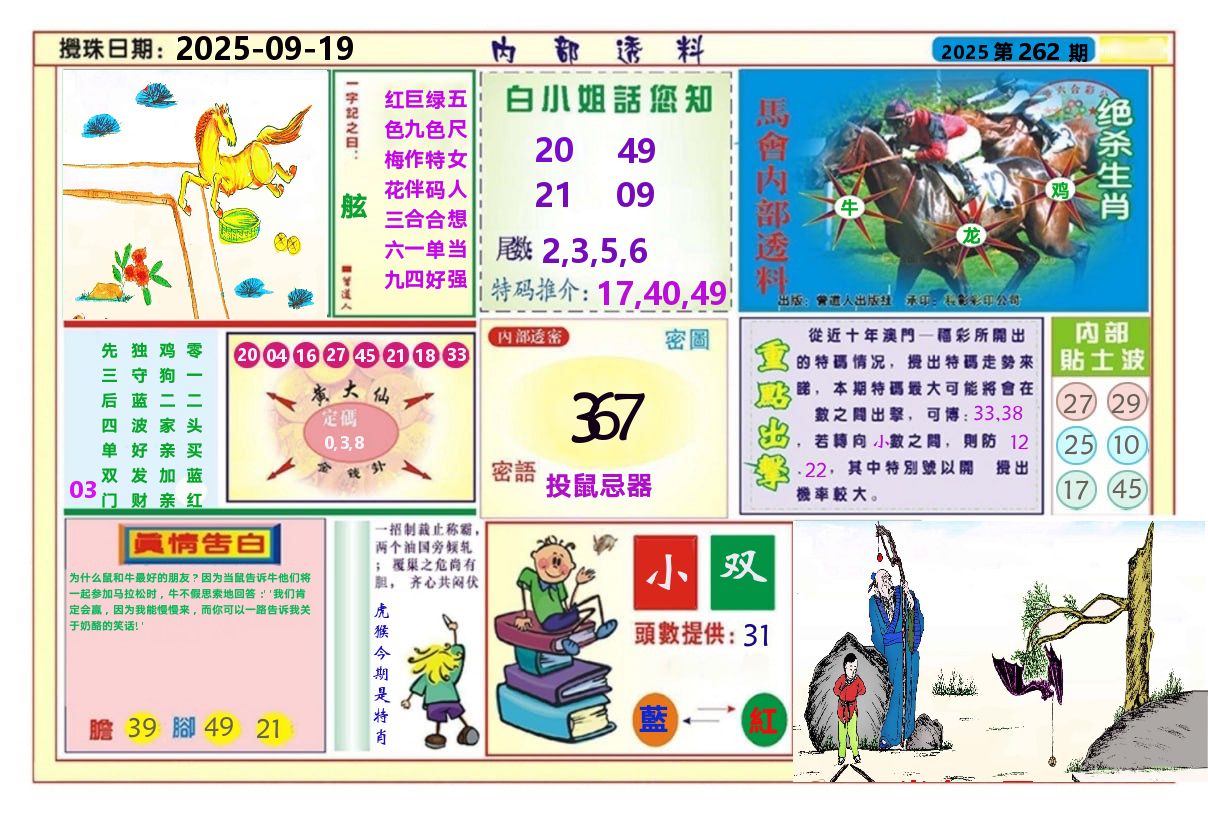 澳门内部透料A 第262期