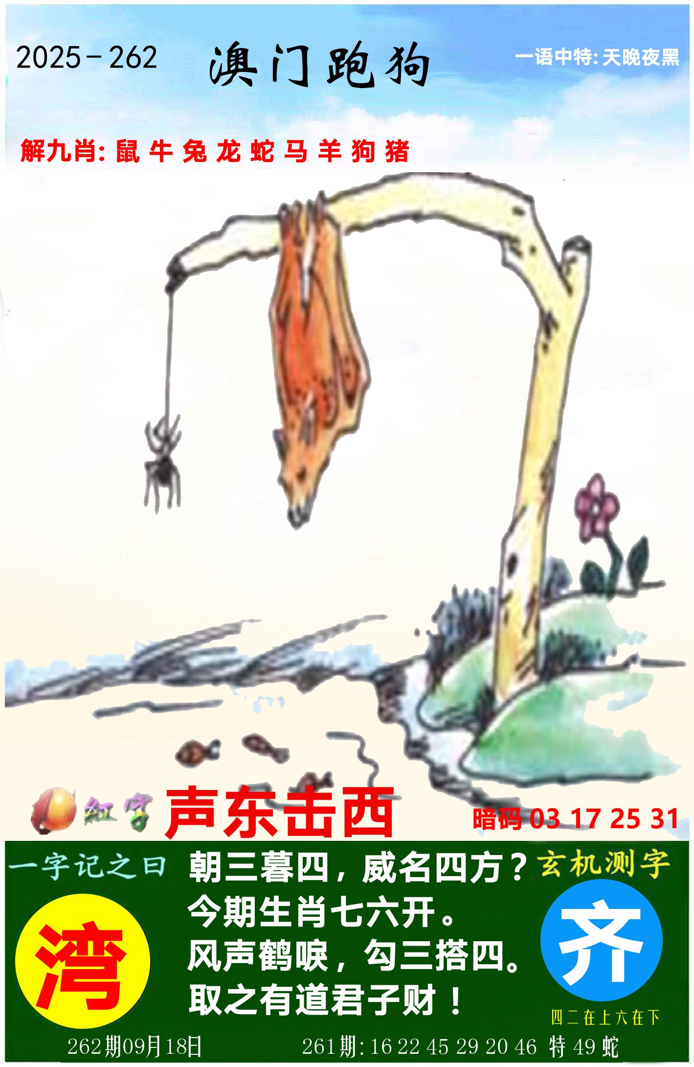 澳门跑狗图 第262期
