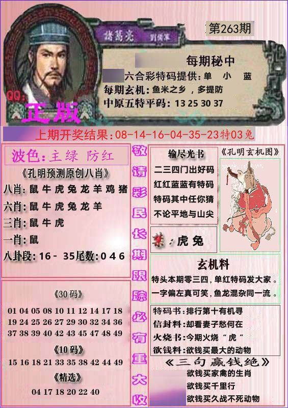 诸葛亮正版 第263期