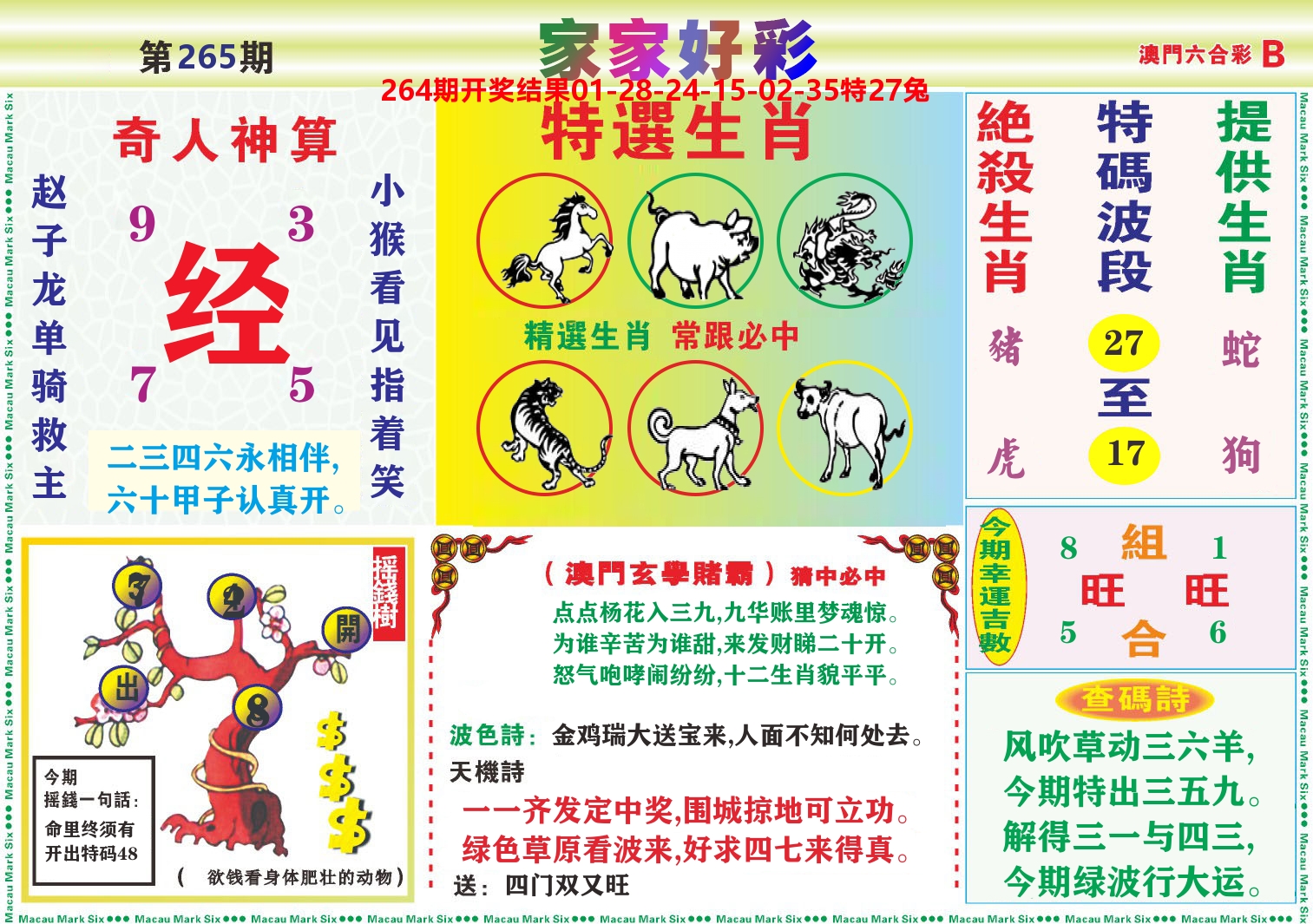 家家好彩B 第265期