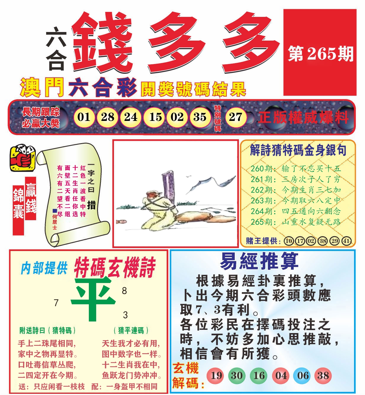 澳门钱多多B 第265期