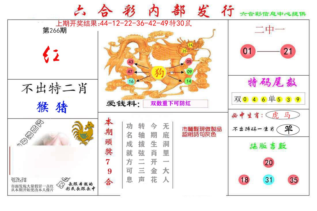 六合彩内部发行 第266期