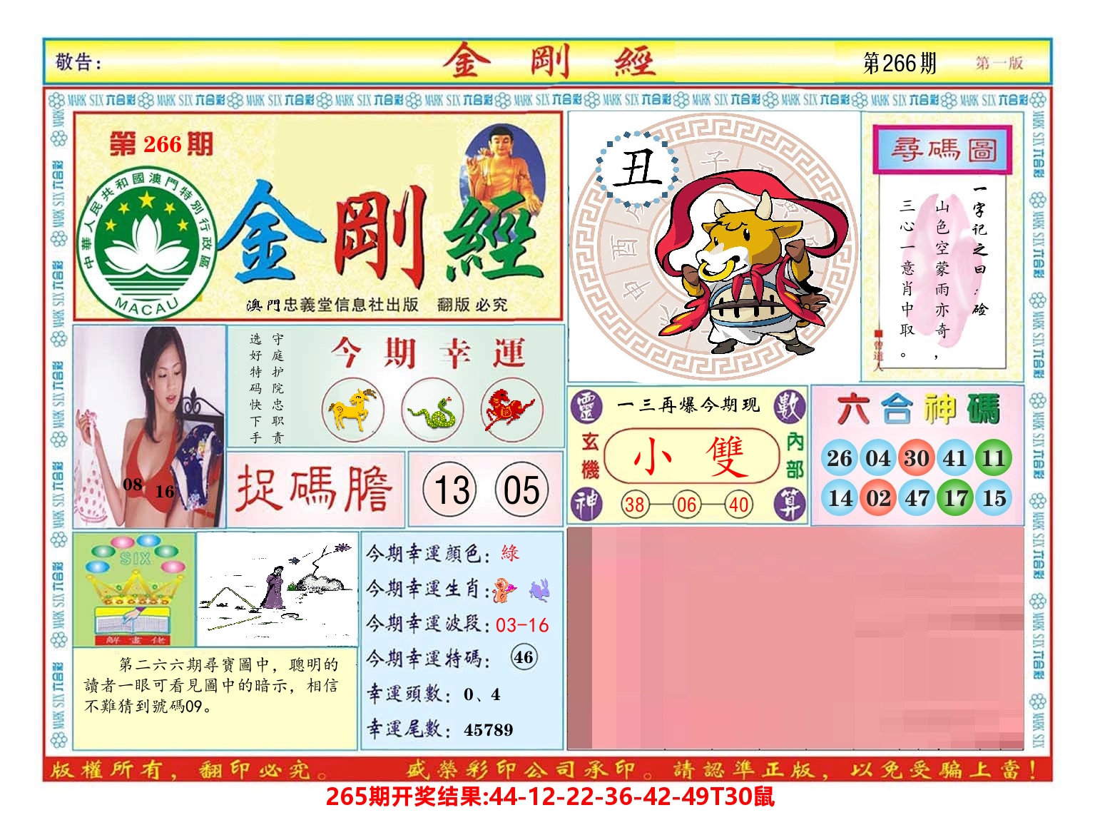 澳门金刚经 第266期