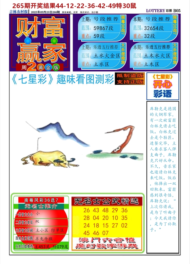 七星彩图A 第266期