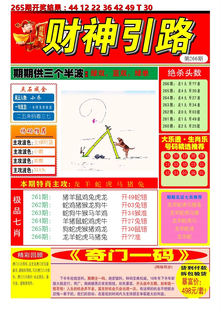 财神引路 第266期