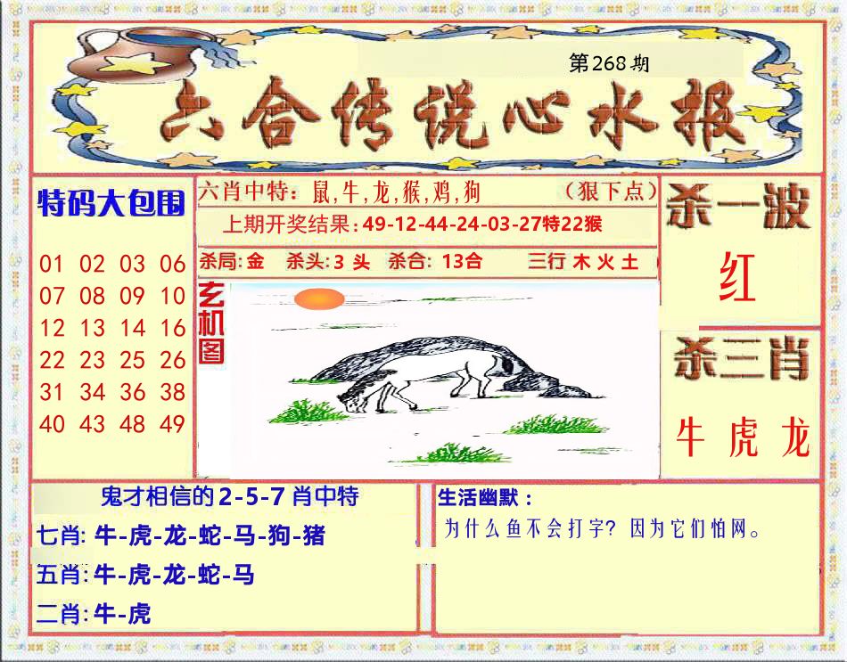 六合传说心水报 第268期