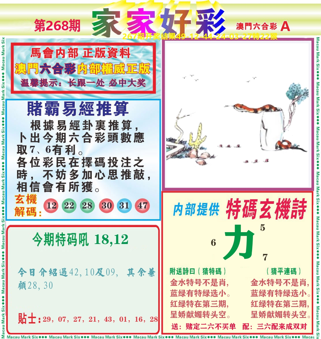 家家好彩A 第268期