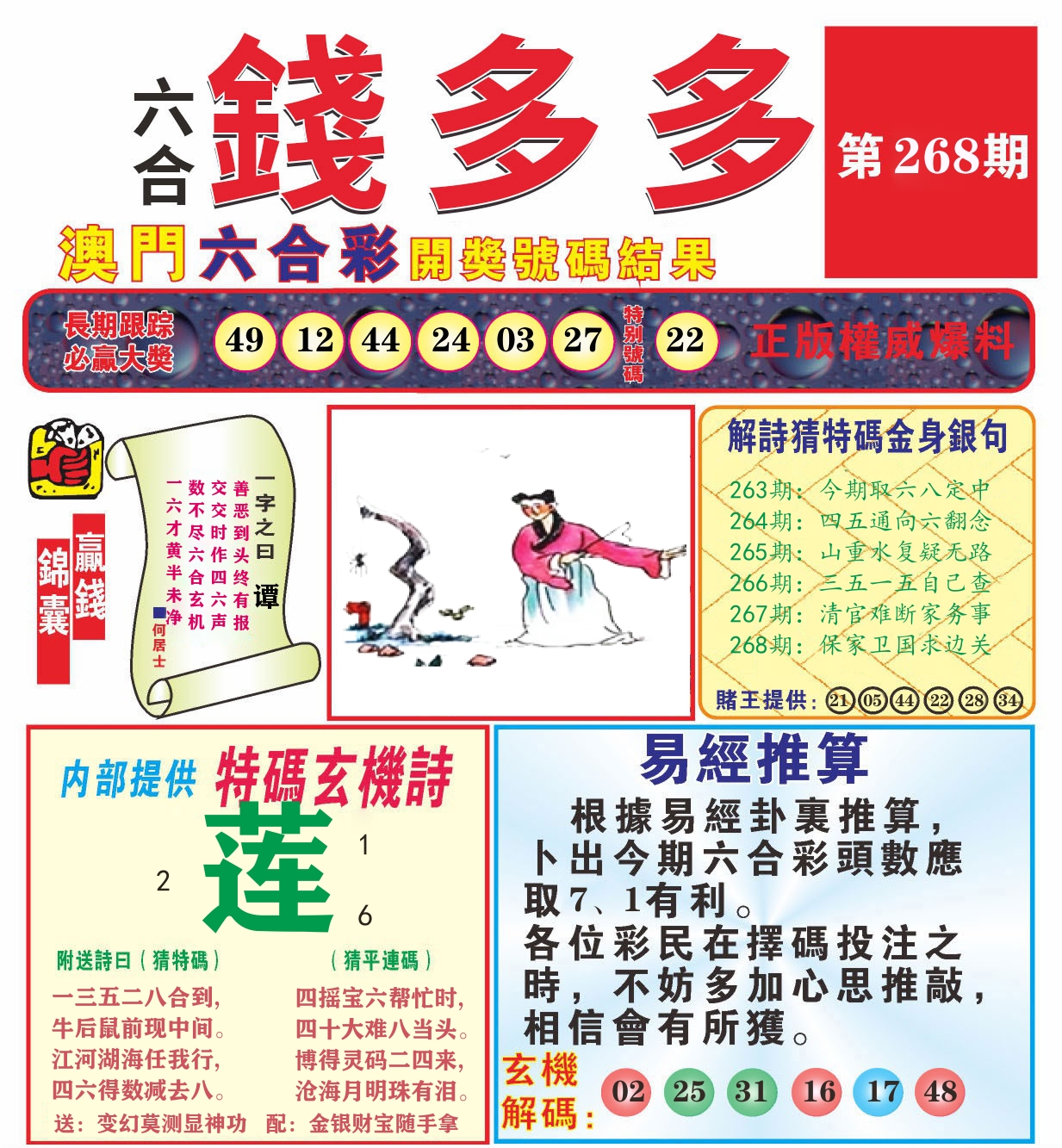 澳门钱多多B 第268期