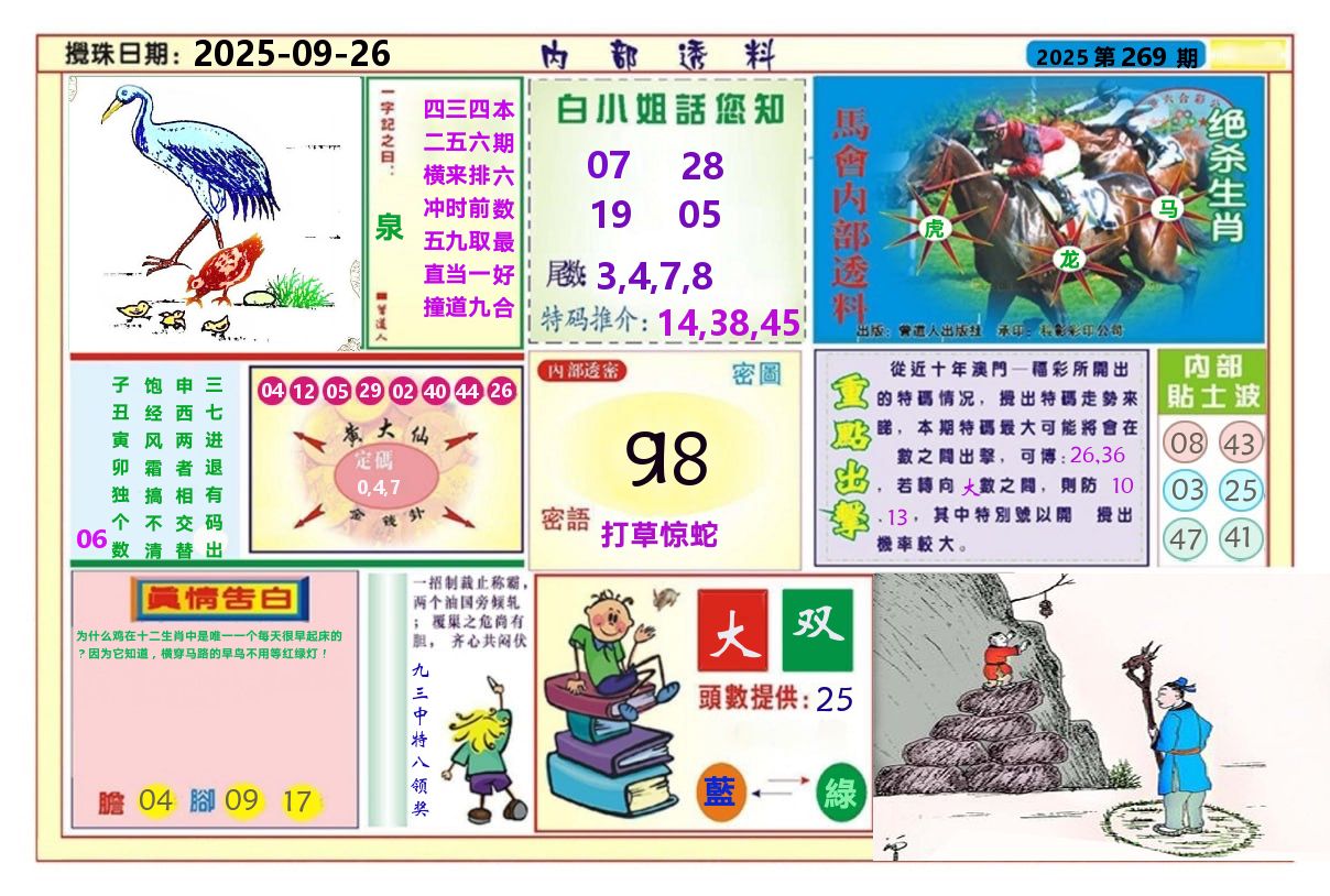 澳门内部透料A 第269期
