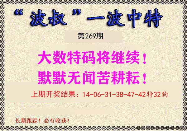 波叔中特 第269期