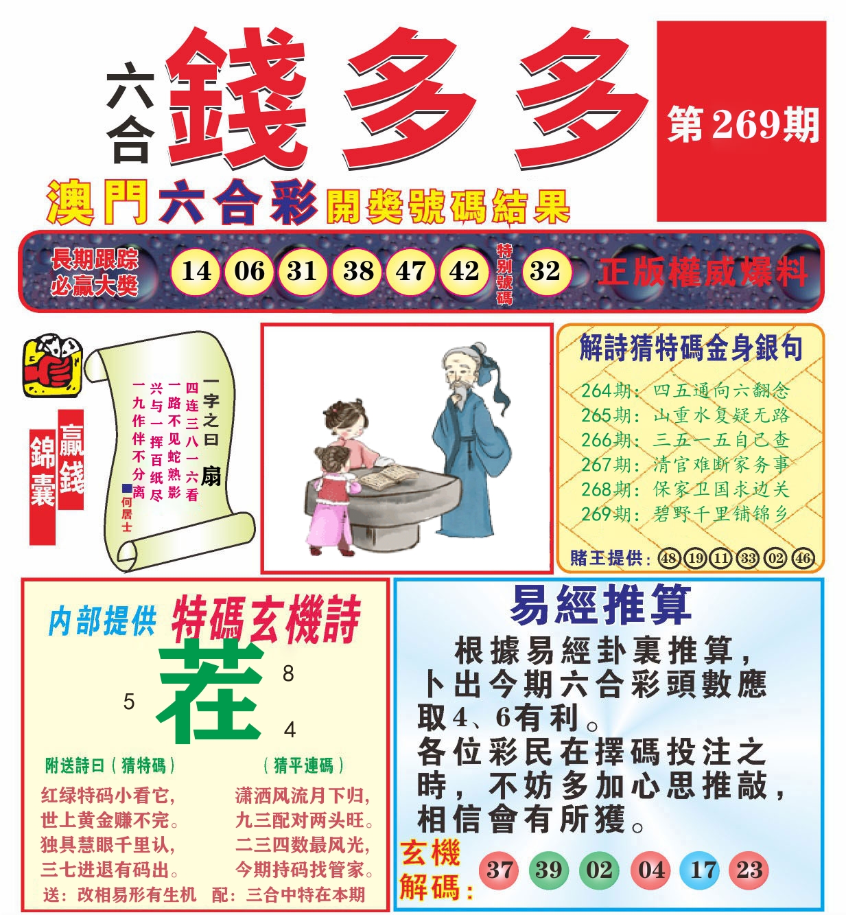 澳门钱多多B 第269期