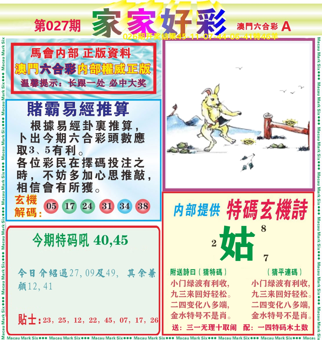 家家好彩A 第27期