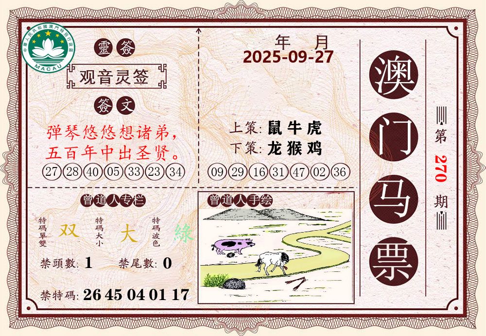 澳门马票 第270期