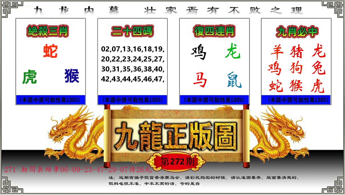 九龙正版图 第272期