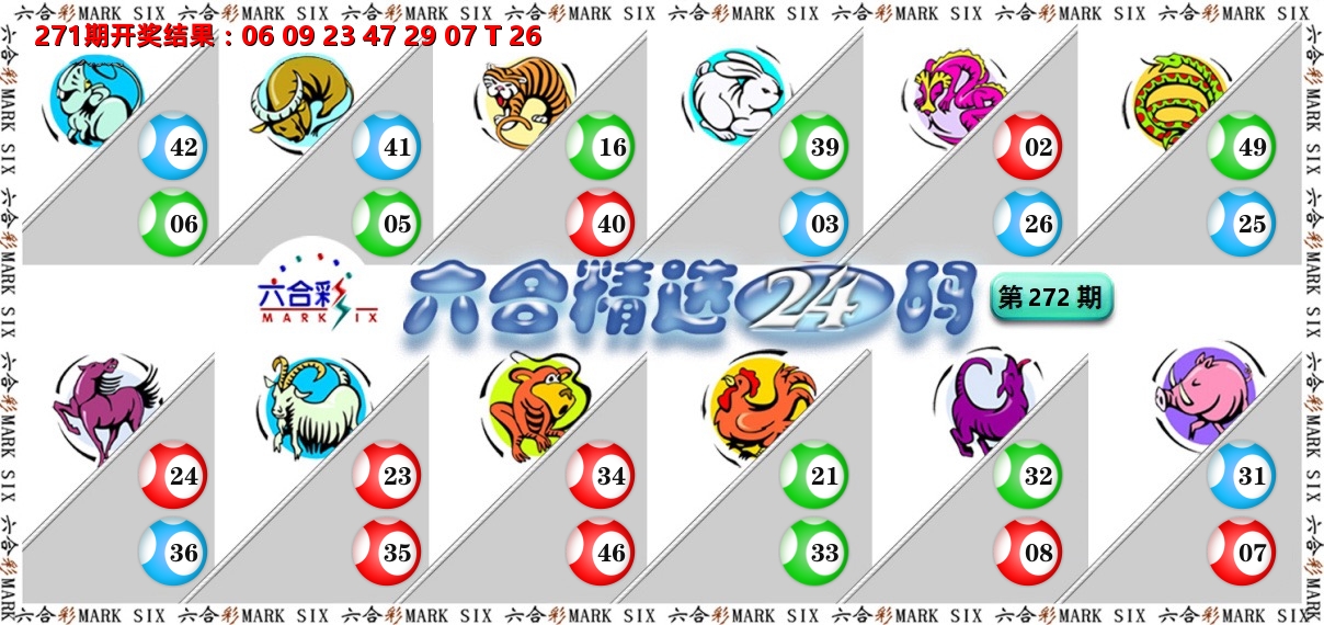 六合精选24码 第272期